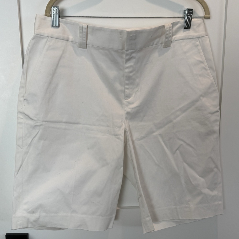 NWT Lauren Ralph Lauren White Cotton Stretch‎ Preppy Bermuda Golf Shorts Size 12